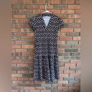 Jude Connally Geometric Black and Pink Dress